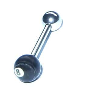 Billiards ball tongue barbell