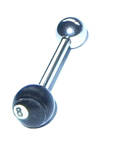 Billiards ball tongue barbell