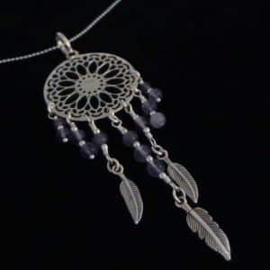 real silver feathers necklace