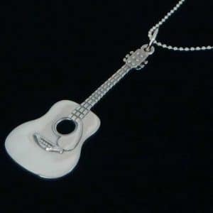 Music guitar silver pendant NZ