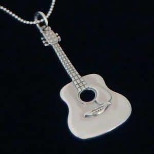 Music guitar silver pendant NZ