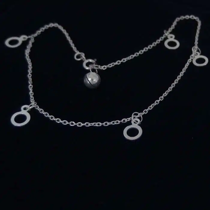 Silver Dangle Anklet Circles Silver Dangle Anklet Circles