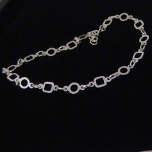 Silver Circle Square Chain Anklet