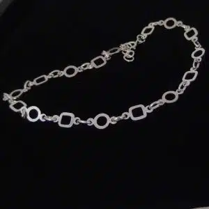 Silver Circle Square Chain Anklet