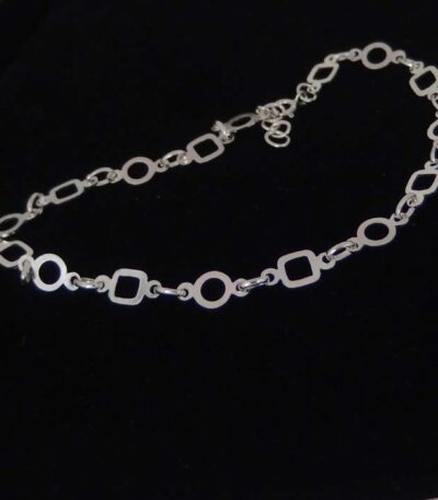 Silver Circle Square Chain Anklet
