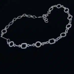 Silver Circle Square Chain Anklet