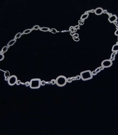 Silver Circle Square Chain Anklet