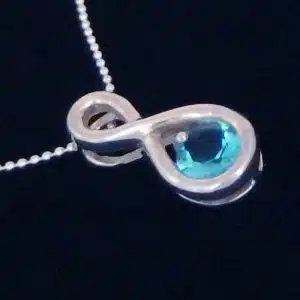 Aqua Silver Infinity Necklace