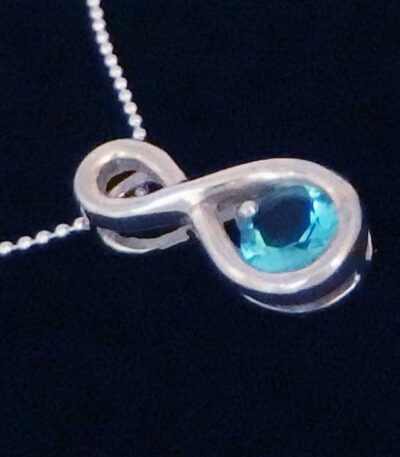 Aqua Silver Infinity Necklace