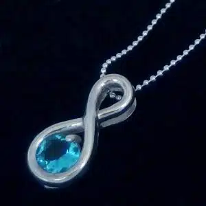 Aqua Silver Infinity Necklace