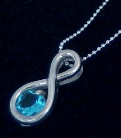 Aqua Silver Infinity Necklace