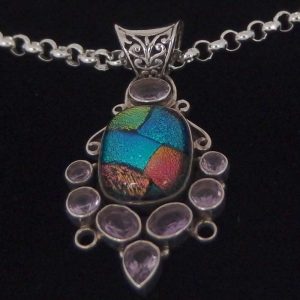 Silver amethyst big necklace