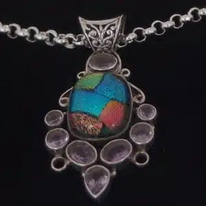 Silver amethyst big necklace