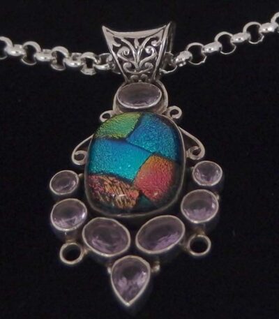 Silver amethyst big necklace