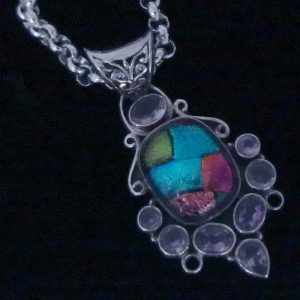 Silver amethyst big necklace