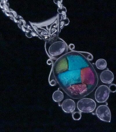 Silver amethyst big necklace