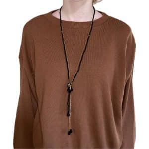black gold long necklace