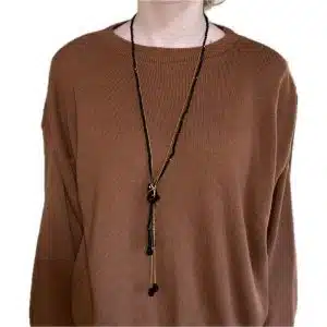 black gold long necklace
