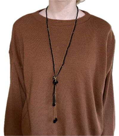 black gold long necklace