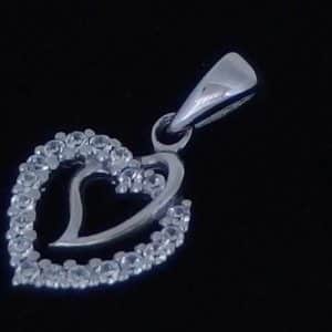 Silver Jewelled hearts pendant