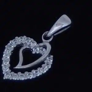 Silver Jewelled hearts pendant