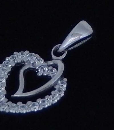 Silver Jewelled hearts pendant