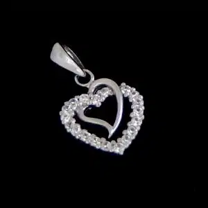 Silver Jewelled hearts pendant