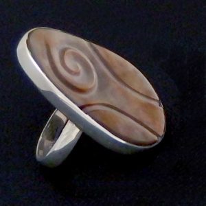 Real shell silver ring