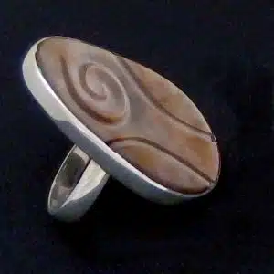 Real shell silver ring