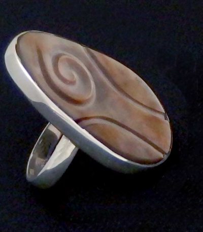 Real shell silver ring