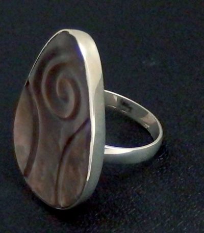 Real shell silver ring
