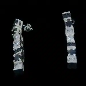 silver Baguette CZ earrings