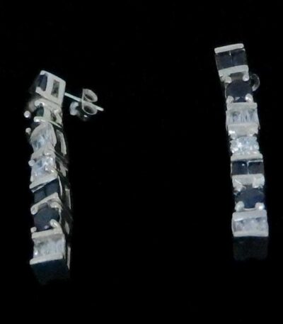 silver Baguette CZ earrings