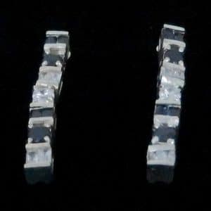 silver Baguette CZ earrings
