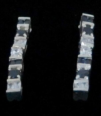 silver Baguette CZ earrings
