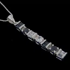 silver Baguette CZ pendant