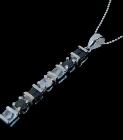 silver Baguette CZ pendant