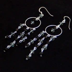 Long sparkling silver earrings