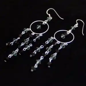 Long sparkling silver earrings