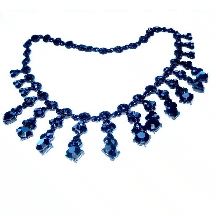 Black Jewelled Drops Necklace Black Gothic Necklace women