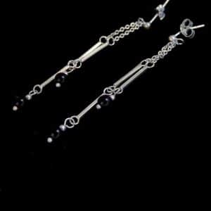 Long dangle earrings-sterling silver