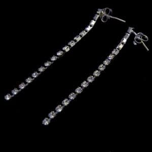 Silver line CZ earring studs