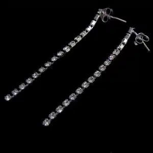 Silver line CZ earring studs