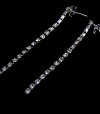 Silver line CZ earring studs