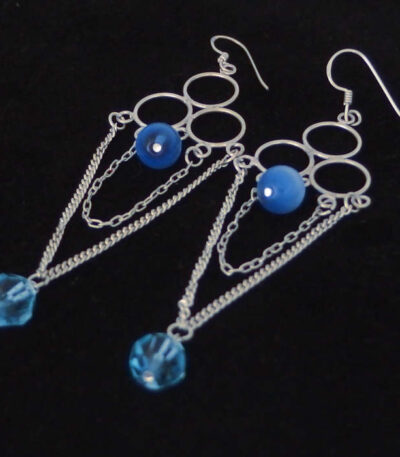 long dangle silver earrings