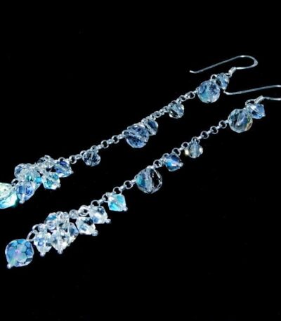 Long dangle earrings-sterling silver