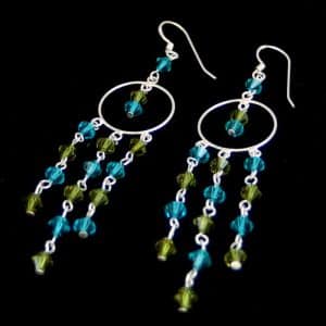 Long sparkling silver earrings