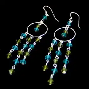 Long sparkling silver earrings