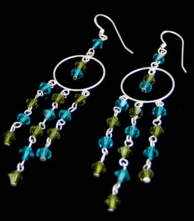 Long sparkling silver earrings