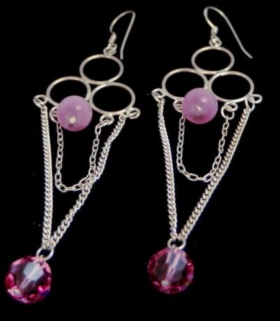 long dangle silver earrings